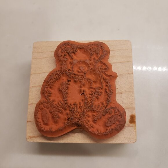 PSX Teddy Bear with Bow Rubber Stamp E-610 - Picture 2 of 3